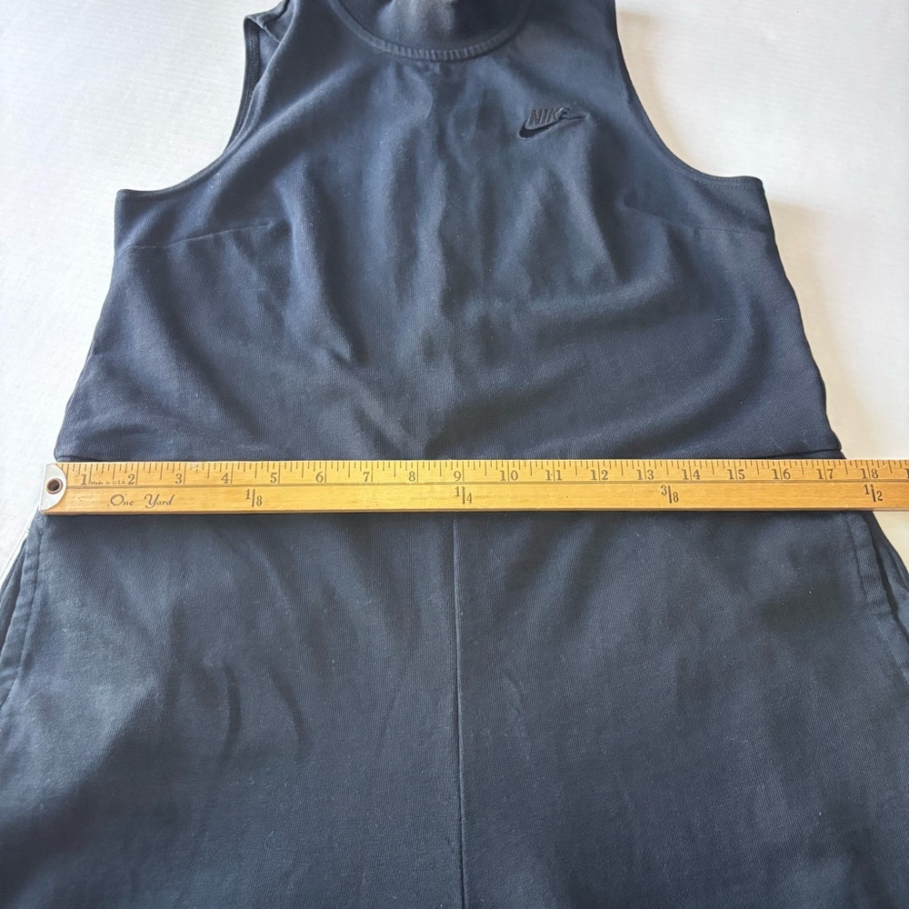 NIKE Wide Leg Jumpsuit Crop Black Jersey Mock Neck Pockets Back Zip Women’s M - Picture 8 of 15